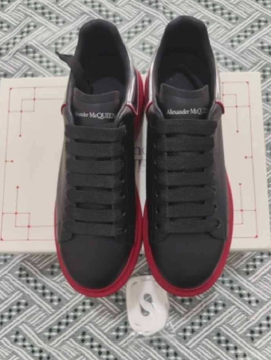 Alexander McQueen Other - Alexander McQueen Black Leather Sneakers with Red Platform